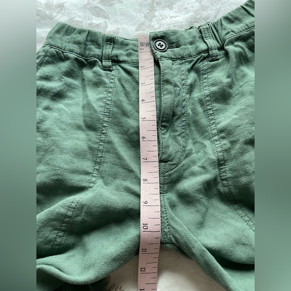 Anthropologie Pilcro Slim Linen Cargo Beach Pants XS Olive Green Baggy Relaxed - Picture 8 of 9
